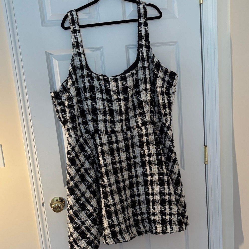 Eloquii Black and White Plaid Mini Dress